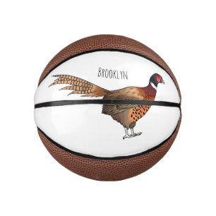 Ringhalsfazant vogel cartoon illustratie basketbal
