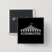 Ringmaster — Circus Showman Ringmaster Vierkante Button 5,1 Cm (Voorkant /achterkant)
