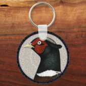 Ringnek Fasant Cirkel Sleutelhanger (Voorkant)