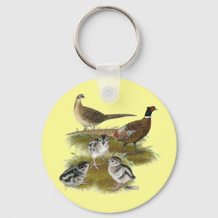 Ringnek Pheasant Familie Sleutelhanger