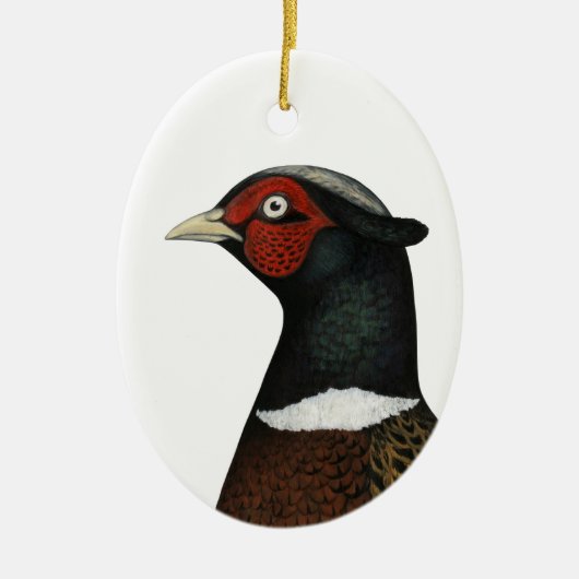 Ringnek Pheasant Head Keramisch Ornament (Voorkant)