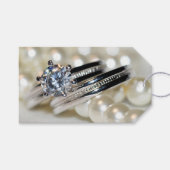 Rings en White Pearls Wedding Favor Labels Cadeaulabel (Voorkant (Horizontaal))