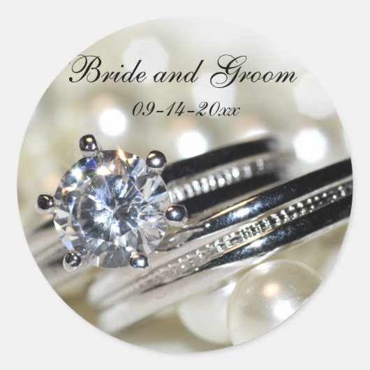 Rings en witte pareltjes Wedding Envelope zegels (Voorkant)