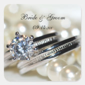 Rings en witte pareltjes Wedding Envelope zegels (Voorkant)