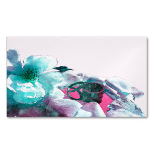 Rings with white rose petals magnetisch visitekaartje