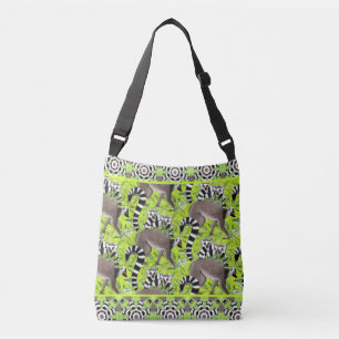 Ringstaarten in een groen bos crossbody tas