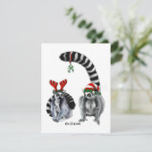 Ringstaartmaki's - kerstkaart (Staand voorkant)