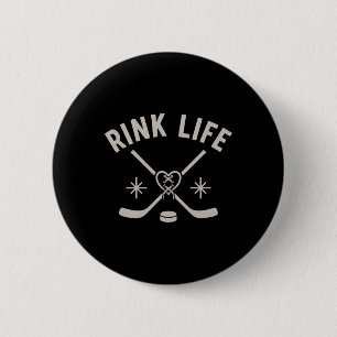 Rink Life Hockey Minimalistische Winter Seizoen Ca Ronde Button 5,7 Cm