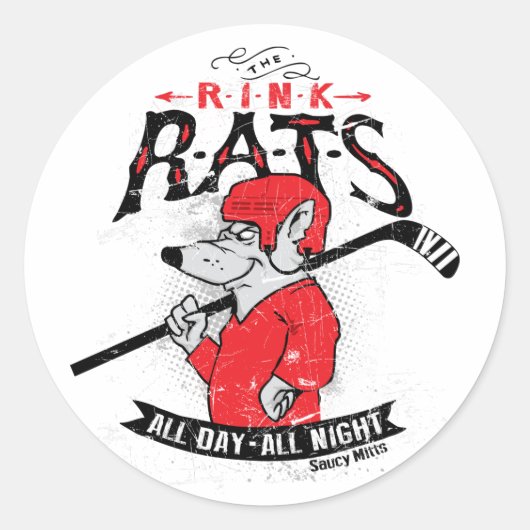 Rink Rats Hockey Classic Round Sticker (Voorkant)