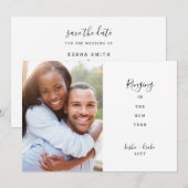 Rinkelen in het nieuwe jaar bruiloft save the date (Voorkant / Achterkant)