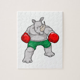 Rino bij Boxing met boxinghandschoenen Legpuzzel