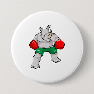 Rino bij Boxing met boxinghandschoenen Ronde Button 7,6 Cm
