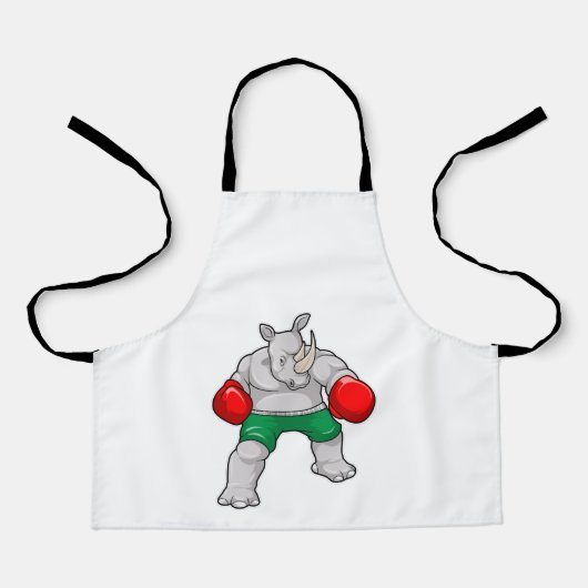 Rino bij Boxing met boxinghandschoenen Schort (Voorkant)