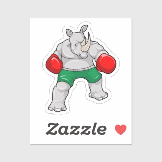 Rino bij Boxing met boxinghandschoenen Sticker (Vel)