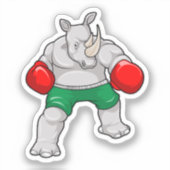 Rino bij Boxing met boxinghandschoenen Sticker (Voorkant)