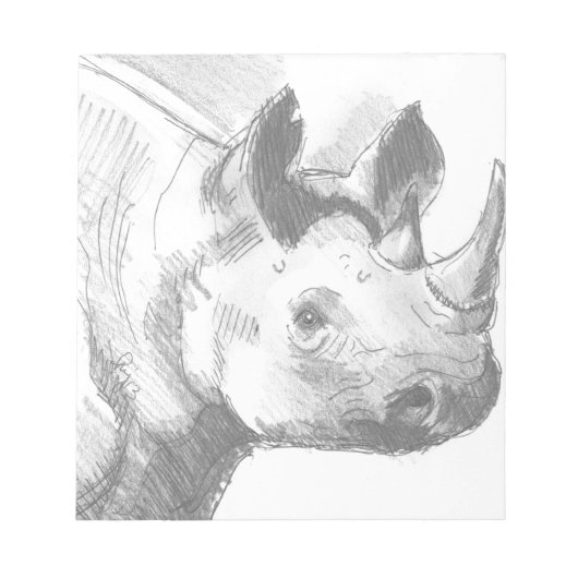 Rino Rhinoceros Pencil Tekening schets Notitieblok (Voorkant)