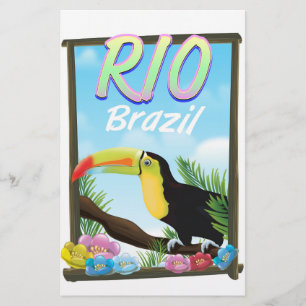 Rio Brazilië Toekan reisposter Briefpapier