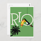 Rio, carte postale de voyage vintage avec perroque (Devant / Derrière)