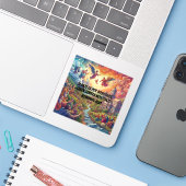 Río Celestial Sticker (Laptop met iPhone)