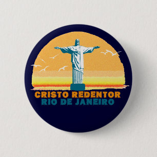 Rio - Corcovado - Jezus Christus de Redeemer Ronde Button 5,7 Cm