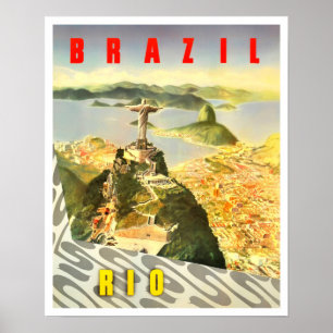 Rio de Janeiro Brasil poster van het vintage-initi