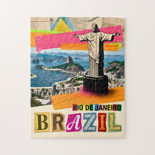 Rio de Janeiro Brazilië Christ Retro Collage Reize Legpuzzel