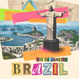 Rio de Janeiro Brazilië Christus Retro Collage Rei Sticker