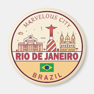 Rio de Janeiro Brazilië City Skyline Embleem Magneet