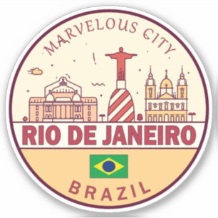 Rio de Janeiro Brazilië City Skyline Embleem Sticker
