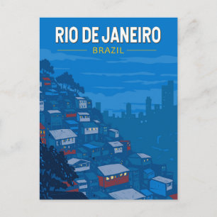 Rio De Janeiro Brazilië Favela Travel Art Vintage Briefkaart