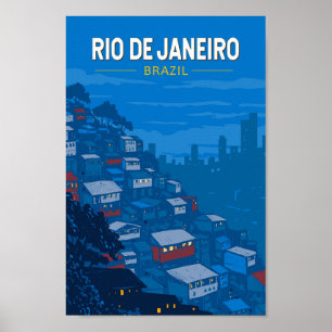 Rio De Janeiro Brazilië Favela Travel Art Vintage Poster