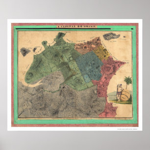 Rio De Janeiro Brazilië kaart 1831 Poster