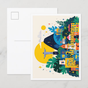 Rio de Janeiro Brazilië Pop Kunst Reizen Illustrat Briefkaart