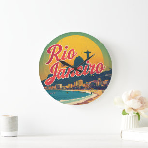 Rio De Janeiro Brazilië Retro Vintage Reis T-Shir Grote Klok