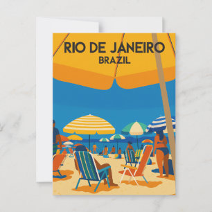 Rio De Janeiro Brazilië Strand Reis Retro Briefkaart