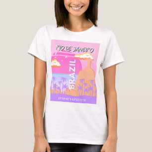 Rio de Janeiro Brazilië Travel Art Pink Poster T-shirt