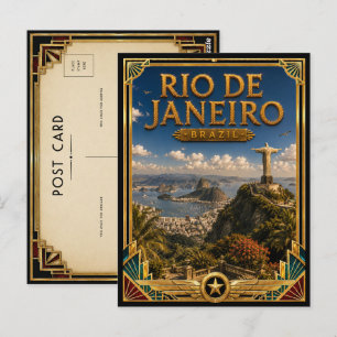 Rio de Janeiro Brazilië Vintage Christus de Verlos Briefkaart