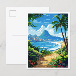 Rio de Janeiro Brazilië Vintage Travel Illustratie Briefkaart