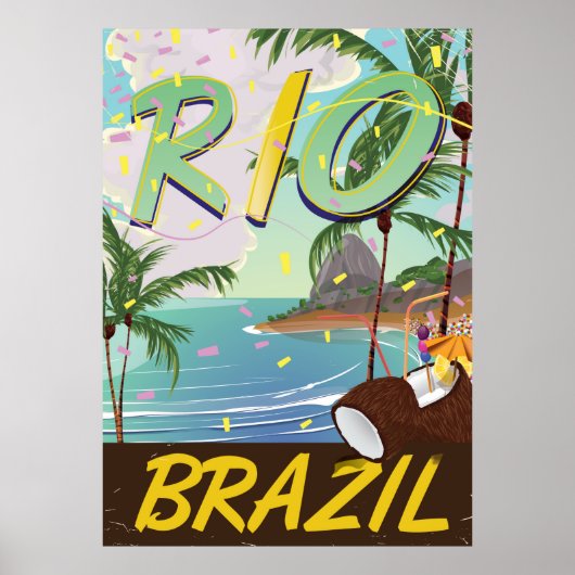 rio de janeiro Brésil impression rétro de voyage. (Devant)