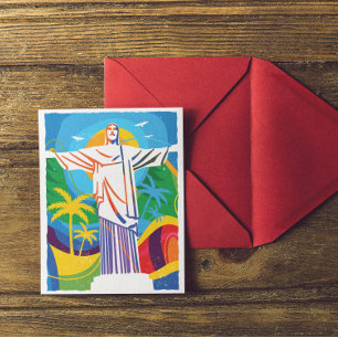 Rio de Janeiro Cristo Redentor Brazilië, kleurrijk Briefkaart
