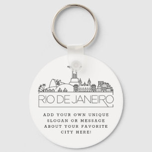 Rio De Janeiro gestileerde skyline   Aangepaste sl Sleutelhanger
