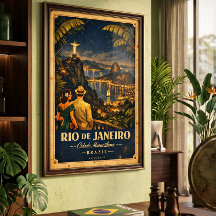 Rio de Janeiro Nacht Vintage Reisposter