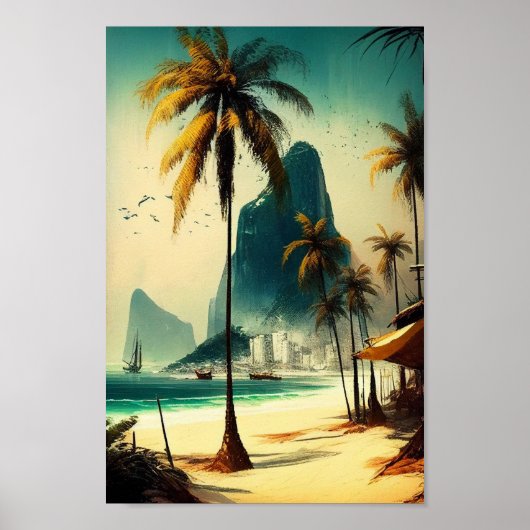 Rio de Janeiro, Palm Trees Wall Art Poster (Voorkant)