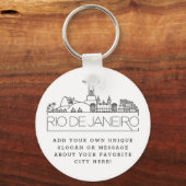 Rio De Janeiro Stylized Skyline | Aangepaste sloga Sleutelhanger (Voorkant)