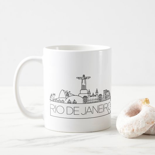 Rio De Janeiro Stylized Skyline Coffee Mok (Met donut)