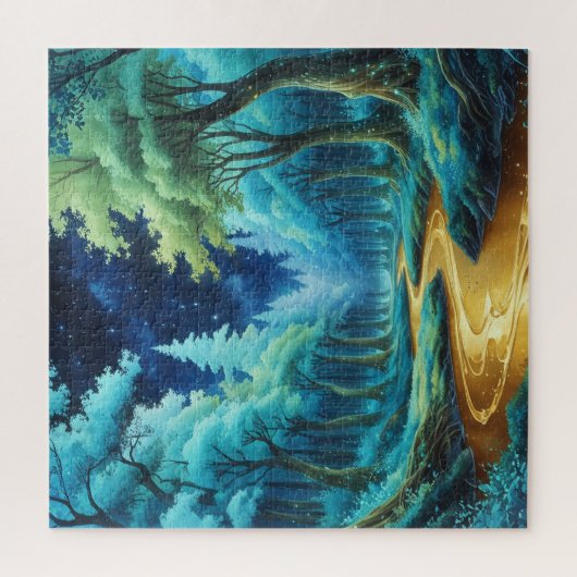 Río de oro en bosque de fantasía legpuzzel (Verticaal)