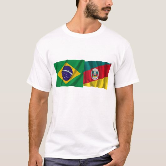 Rio Grande do Sul en de Golfvlaggen van Brazilië T-shirt (Voorkant)