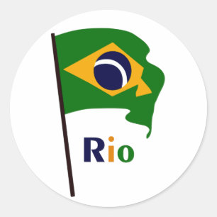 Rio, meerkleurige tekst ronde sticker
