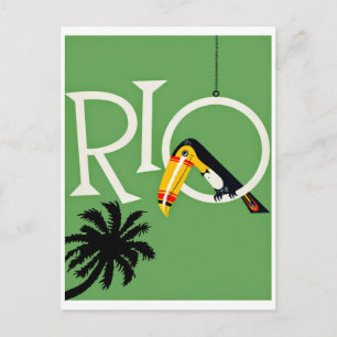 Rio, oud briefkaart met exotische papegaai