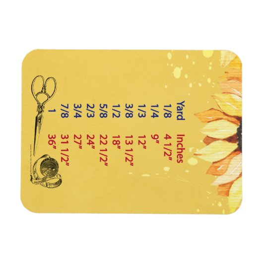 Riolering Quilters Yardage Metingsgrafiek Magneet (Horizontaal)